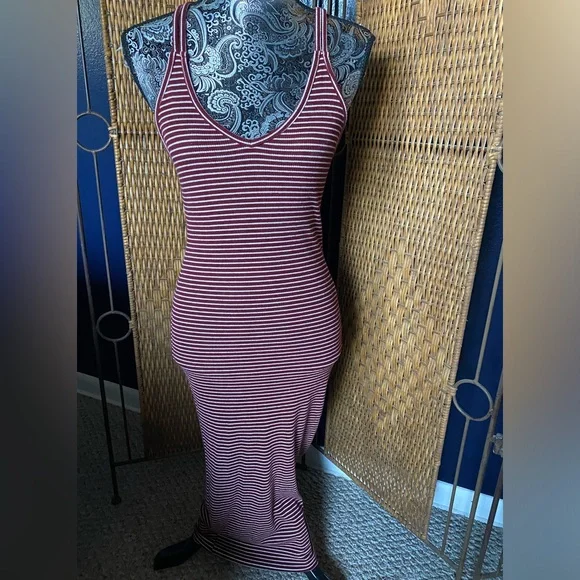 Forever 21 | Dresses | Forever 2 Striped Ribbed Criss Cross Straps Maxi  Dress S | Poshmark